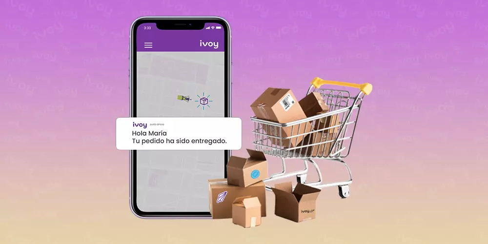 Smartphone y carrito de compras ecommerce